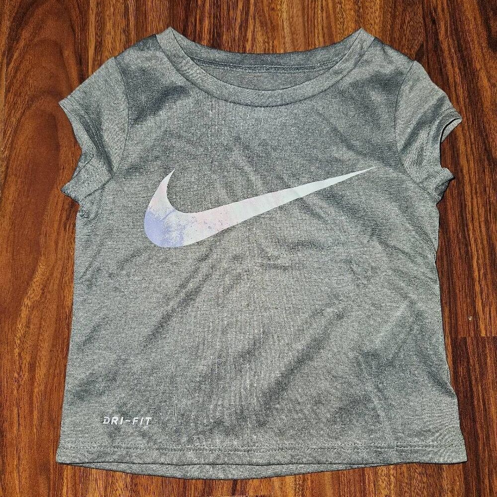 5 For $25 Nike Dri-Fit Gray Tee With Pastel Splatter Logo Toddler Size 2T
